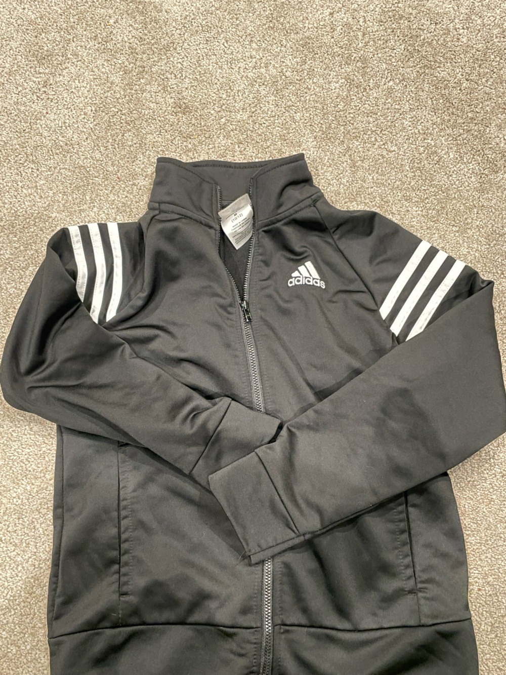 adidas Black Lightweight Track Jacket with White Stripes